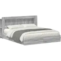 vidaXL - Bedombouw - met - opslag - Grijs - Sonoma - 200 - x - 200 - cm - Bewerkt - hout