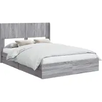 vidaXL Bedframe met opbergruimte en hoofdbord Grijs Sonoma