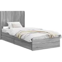 vidaXL Bedframe met opbergruimte en hoofdbord Grijs Sonoma