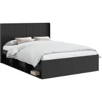 vidaXL Bedframe met opbergruimte en hoofdbord Zwart 120 x 190 cm