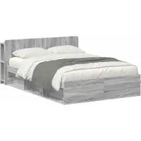 vidaXL Bedombouw met opslag Grijs Sonoma 140 x 190 cm Bewerkt hout