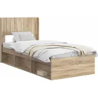 vidaXL Bedframe met opbergruimte en hoofdbord Sonoma Eiken 75 x 190 cm
