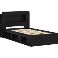 vidaXL Bedombouw met opslag Zwart 75 x 190 cm Bewerkt hout