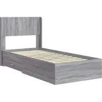 vidaXL Bedframe met opbergruimte en hoofdeinde, Sonoma-grijs, 90 x 190 cm