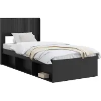 vidaXL Bedframe met opbergruimte en hoofdbord Zwart 75 x 190 cm