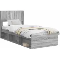 vidaXL Bedframe met opbergruimte en hoofdbord Grijs Sonoma 75 x 190 cm