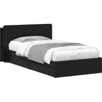 vidaXL Bedombouw met opslag met lade Zwart 75 x 190 cm Bewerkt hout