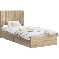 vidaXL Bedframe met opbergruimte en hoofdbord Sonoma Eiken 75 x 190 cm