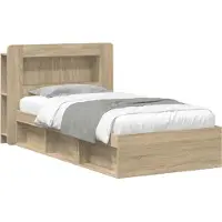 vidaXL Bedombouw met opslag Sonoma Eiken 90 x 190 cm Bewerkt hout