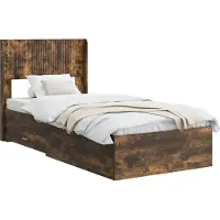 vidaXL Bedframe met opbergruimte en hoofdbord Gerookt eiken