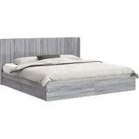 vidaXL Bedframe met opbergruimte en hoofdbord Grijs sonoma