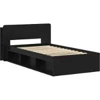 vidaXL Bedombouw met opslag Zwart 75 x 190 cm Bewerkt hout