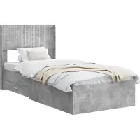 vidaXL Bedframe met opbergruimte en hoofdbord Betongrijs 75 x 190 cm