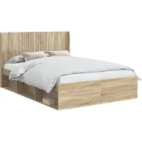 vidaXL Bedframe met opbergruimte en hoofdbord Sonoma Eiken