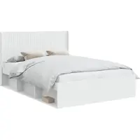 vidaXL Bedframe met opbergruimte en hoofdbord Wit 150 x 200 cm