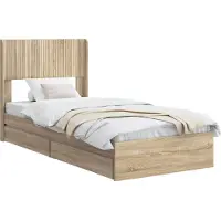 vidaXL Bedframe met opbergruimte en hoofdbord Sonoma Eiken 75 x 190 cm