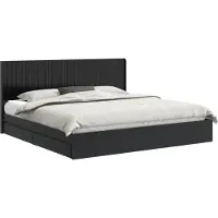 vidaXL Bedframe met opbergruimte en hoofdbord Zwart 200 x 200 cm