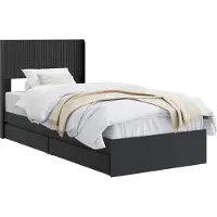 vidaXL Bedframe met opbergruimte en hoofdbord Zwart 90 x 190 cm