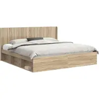 vidaXL Bedframe met opbergruimte en hoofdbord Sonoma Eiken