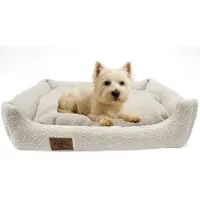 Odol-Plusz Hondenbed 70x60 cm Bouclé – Zacht en Comfortabel Hondenkussen voor Kleine en Middelgrote Honden – Machinewasbaar, Antislip, Luxe Sofa voor Huisdieren, beige
