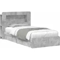 vidaXL Bedombouw met opslag Betongrijs 90 x 190 cm Bewerkt hout