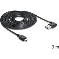 DeLOCK Mini USB naar Easy-USB-A haaks (links/rechts) kabel - USB2.0 - tot 2A / zwart - 3 meter