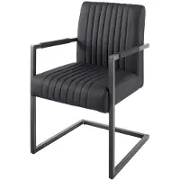 Riess Cantileverstoel BIG ASTON met armleuningen, verende kern, zwarte metalen poten, zwart leer. - 44533