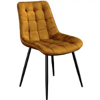 Riess Stoel ROADSTAR van fluweel in mosterdgeel met zwarte metalen poten - 47485