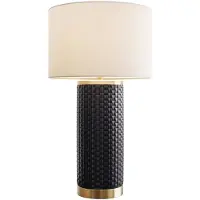 Invicta Tafellamp ELEGANCIA 70 cm, witte lampenkap, keramiek, zwart, goudkleurig - 46010