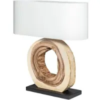 Invicta Tafellamp ORGANIC ARTWORK 55 cm, massief walnoothout, linnen kap, beige - 39627
