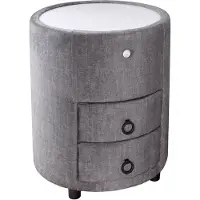 Invicta Rond nachtkastje SIGNUM met LED-verlichting, 55 cm, fluweelgrijs. - 46410