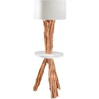 Invicta Vloerlamp SERVANT 155 cm longanhout linnen kap wit - 40400