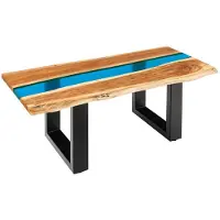 Riess Salontafel LIQUID 110cm acaciahout blauwe epoxystrip - 45680