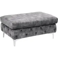 Invicta Kruk MODERN BAROCK 90 cm, fluweel donkergrijs, in Chesterfield-stijl - 45980