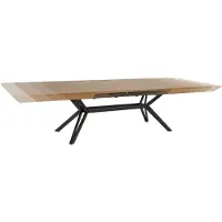 Riess GIANT eettafel 200-320 cm, uitschuifbaar, natuurlijke walnoothouten look met zwart metalen frame - 46567