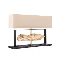 Invicta Tafellamp ROUSILIQUE 60 cm lampenkap beige teakhout naturel - 44689