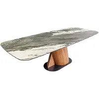 Riess Eettafel ELEMENTS 180-260 cm, uitschuifbaar, met walnoothouten frame en keramisch blad in taupe-grijze marmerlook. - 46475