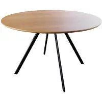 Invicta Eettafel ATELIER 120 cm rond, natuurlijke eikenhoutlook met zwarte metalen poten - 46572