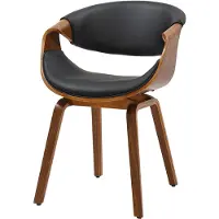 Riess Stoel ORGANIC met armleuningen, zwart kunstleer en frame in walnoothoutlook, retrostijl - 46666