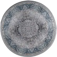 Muratap Star rond klassiek oosters vloerkleed wasbaar grijs blauw- 160 cm rond
