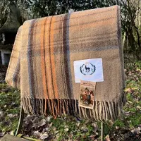 R&D Leder Wollen Tweed Tartan plaid Natural Dress - warm - zacht - cadeau - winter - deken - Duurzaam - wol