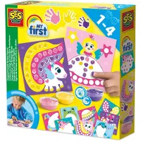SES Creative - My first – Stippen met Vingerverf Fantasie Figuren - 10 vrolijke vingerverf kaarten in prinsessen feeën thema – Unicorn – Glutenvrij - 1 tot 4 jaar