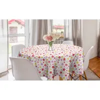 Abakuhaus Stars Ronde tafelkleed, cirkelvormige tafelkleed voor keukendecoratie in de eetkamer, 150 cm, wit en meerkleurig