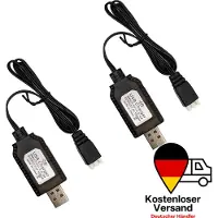MMOBIEL 2x USB Oplaadkabel voor 1A 2S 7.V LiPo en Li-ion Batterijen – USB naar XH-3P Connector voor RC Drones, Quadcopters, WLtoys, Skytech, Bestuurbare Boot en andere RC Voertuigen