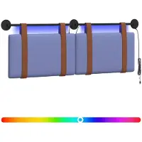 vidaXL Hangend hoofdbord Met LED-verlichting Jeans Blauw Antiek PU