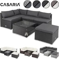 Casaria Polyrotan XL Lounge Bruin/Crème met dikke rugkussens