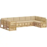 vidaXL Buiten bank set 10 st Wit en Beige Polyester