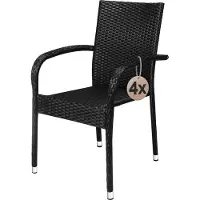 Casaria Polyrotan Tuinstoel Comfort 4 stuks Zwart