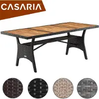 Casaria Polyrotan Tuintafel Takeo Creme 190x90x74cm Acacia