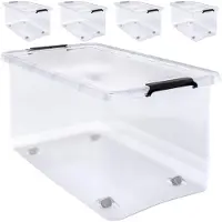 Deuba 4 Stuk Opbergbox met Deksel Transparant 60x40x35cm 52L